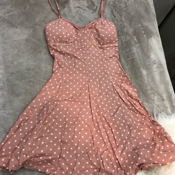 blush pink polka dot dress